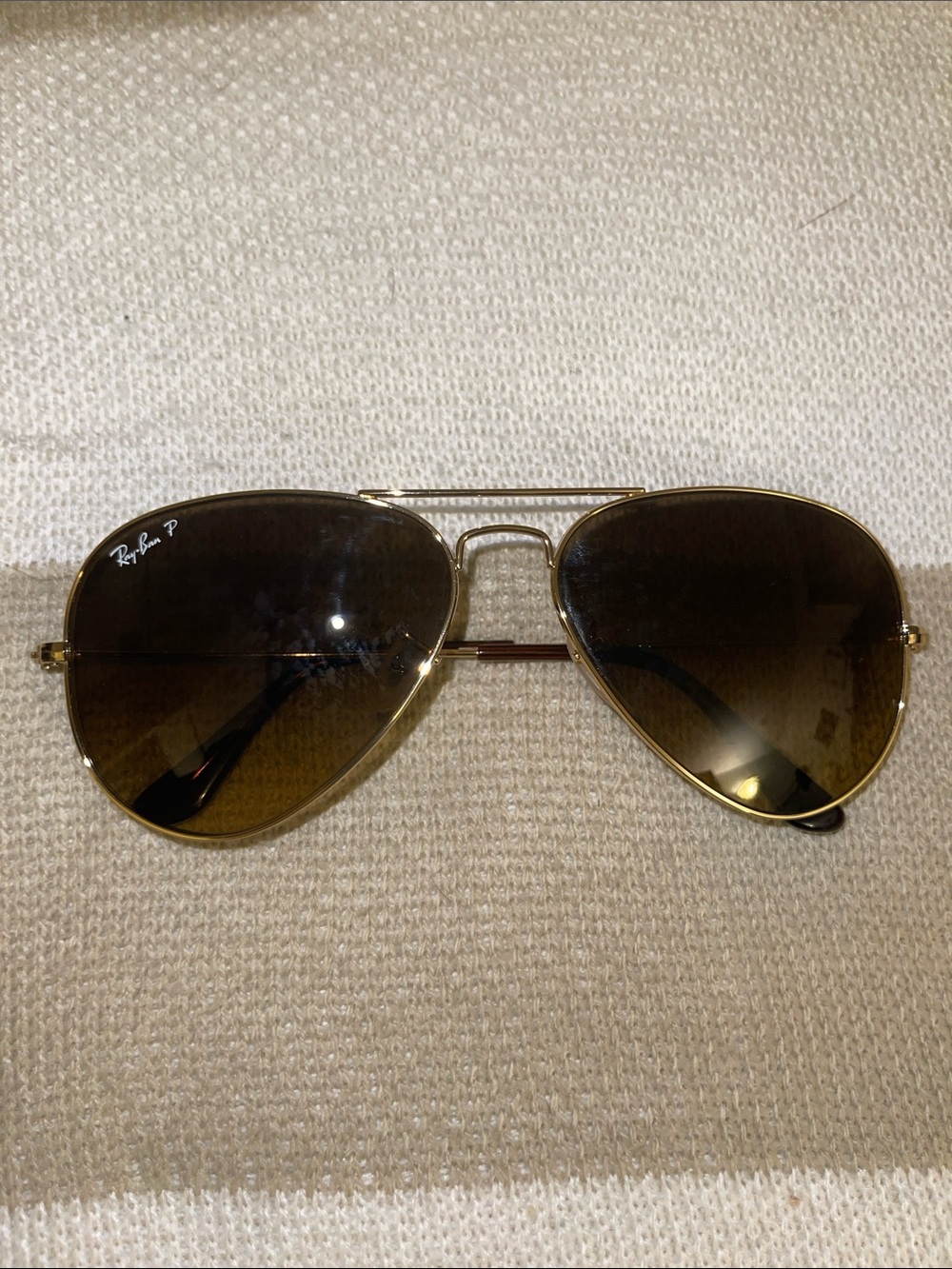 Ray-Ban Gold Frame Sunglasses with Brown Gradient Lenses